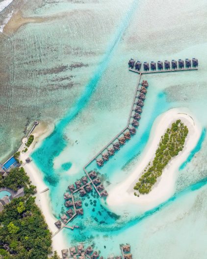 Anantara Veli Maldives Resort - South Male Atoll, Maldives - Overwater Villas Overhead Aerial