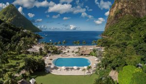 Sugar Beach, A Viceroy Resort - La Baie de Silence, Saint Lucia - Resort Pool and Beach Aerial View