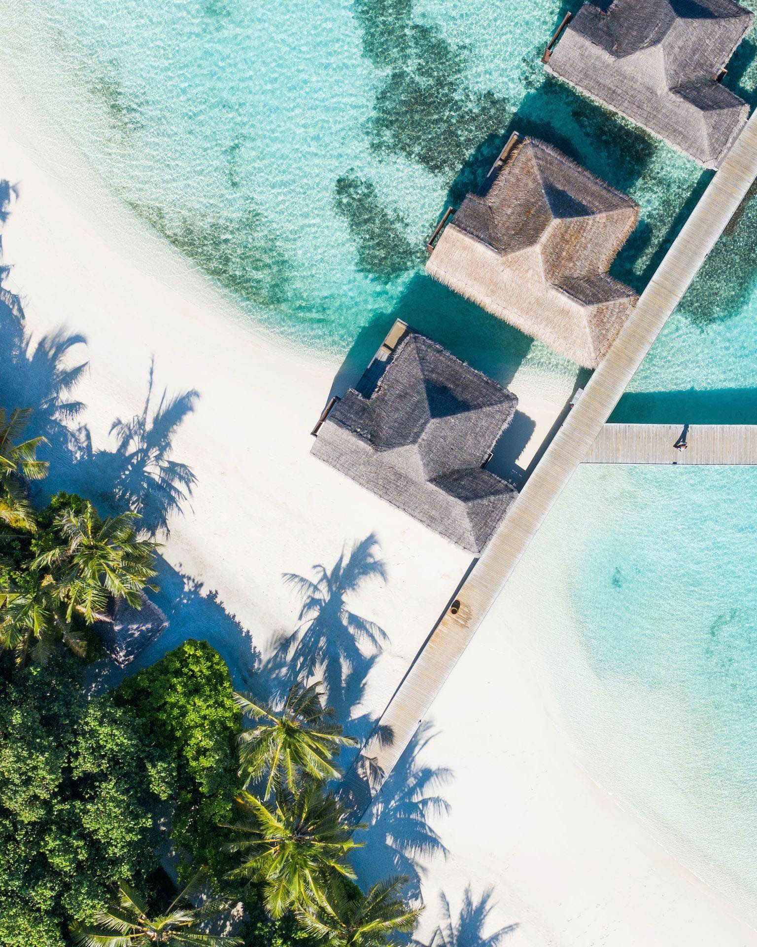 Anantara Veli Maldives Resort - South Male Atoll, Maldives - Overwater Villa Jetty Overhead Aerial