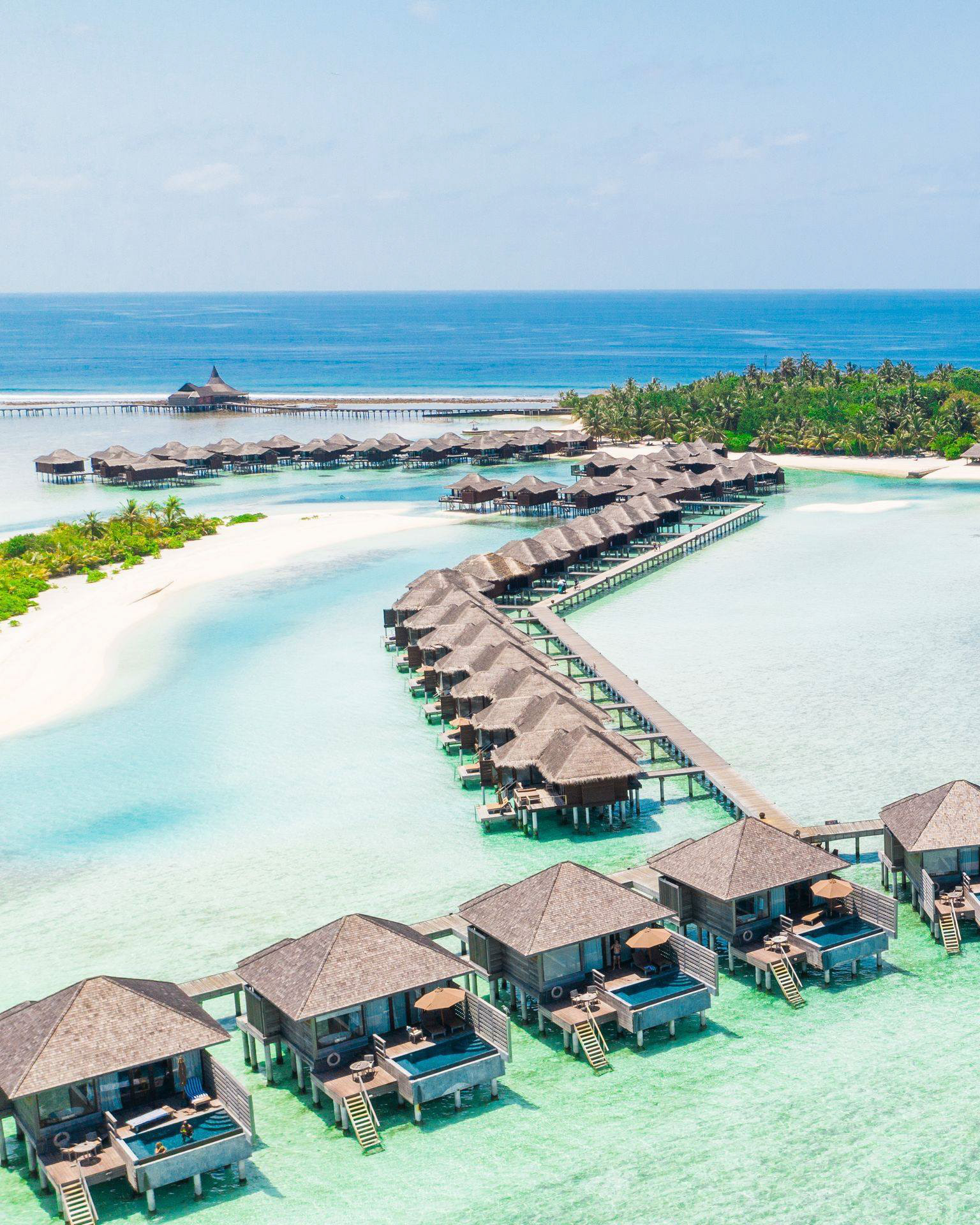 Anantara Veli Maldives Resort – South Male Atoll, Maldives – Overwater Villas Aerial View