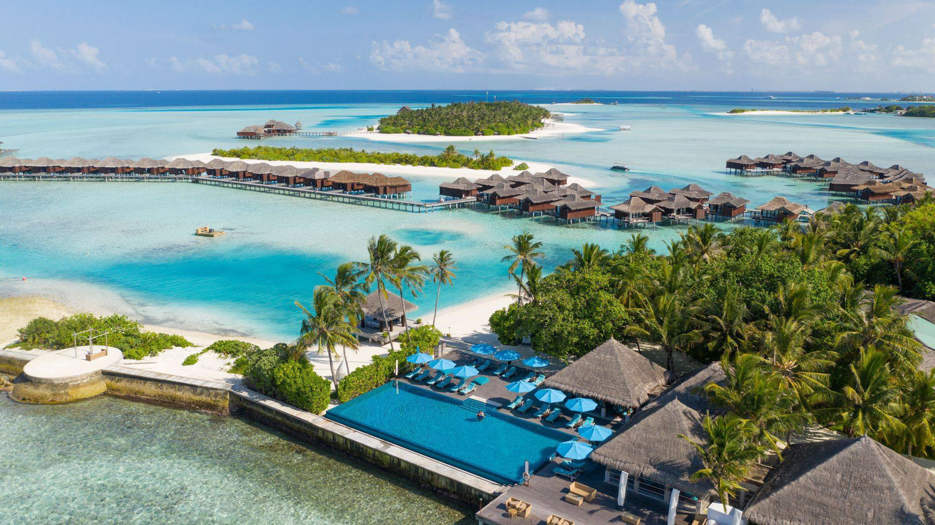Anantara Veli Maldives Resort – South Male Atoll, Maldives – Resort Pool Aerial View