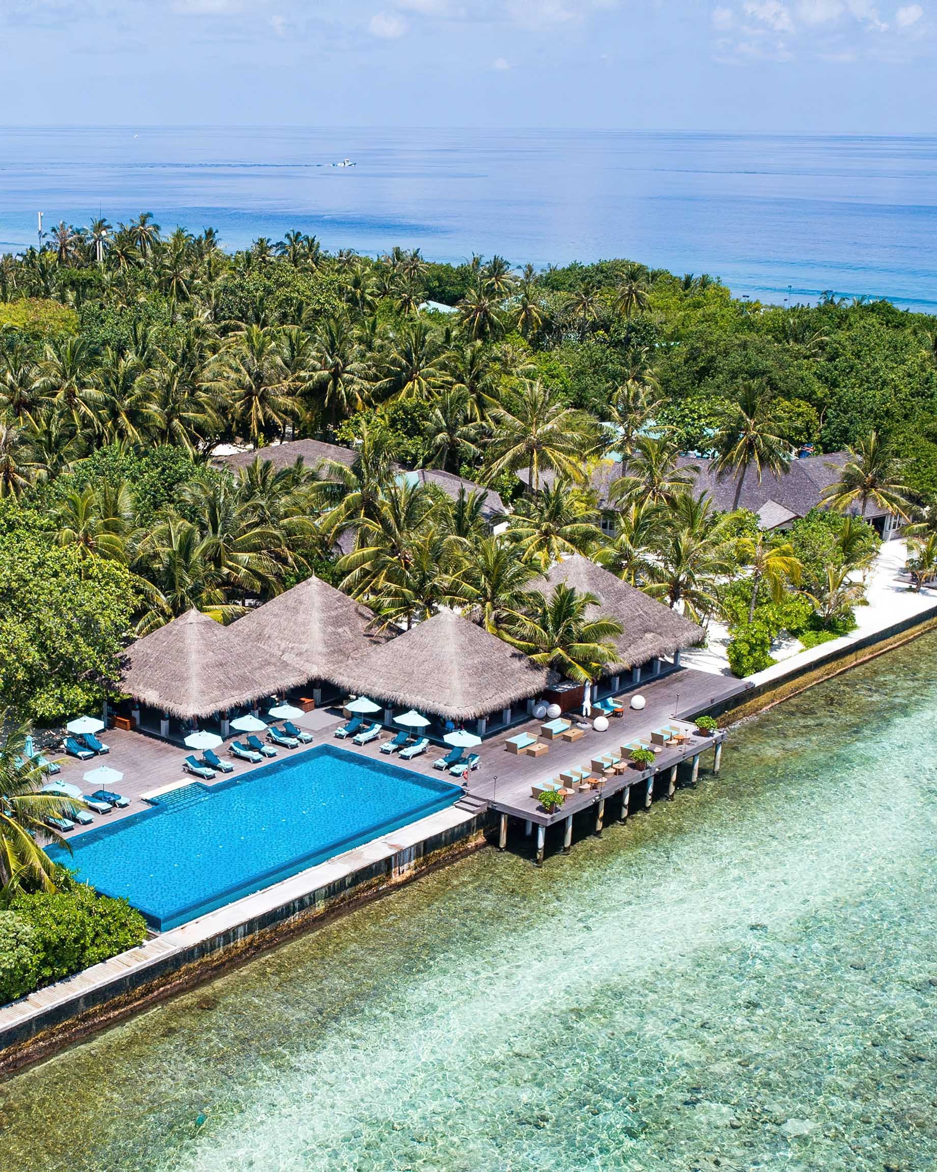 Anantara Veli Maldives Resort – South Male Atoll, Maldives – Resort Pool Aerial View