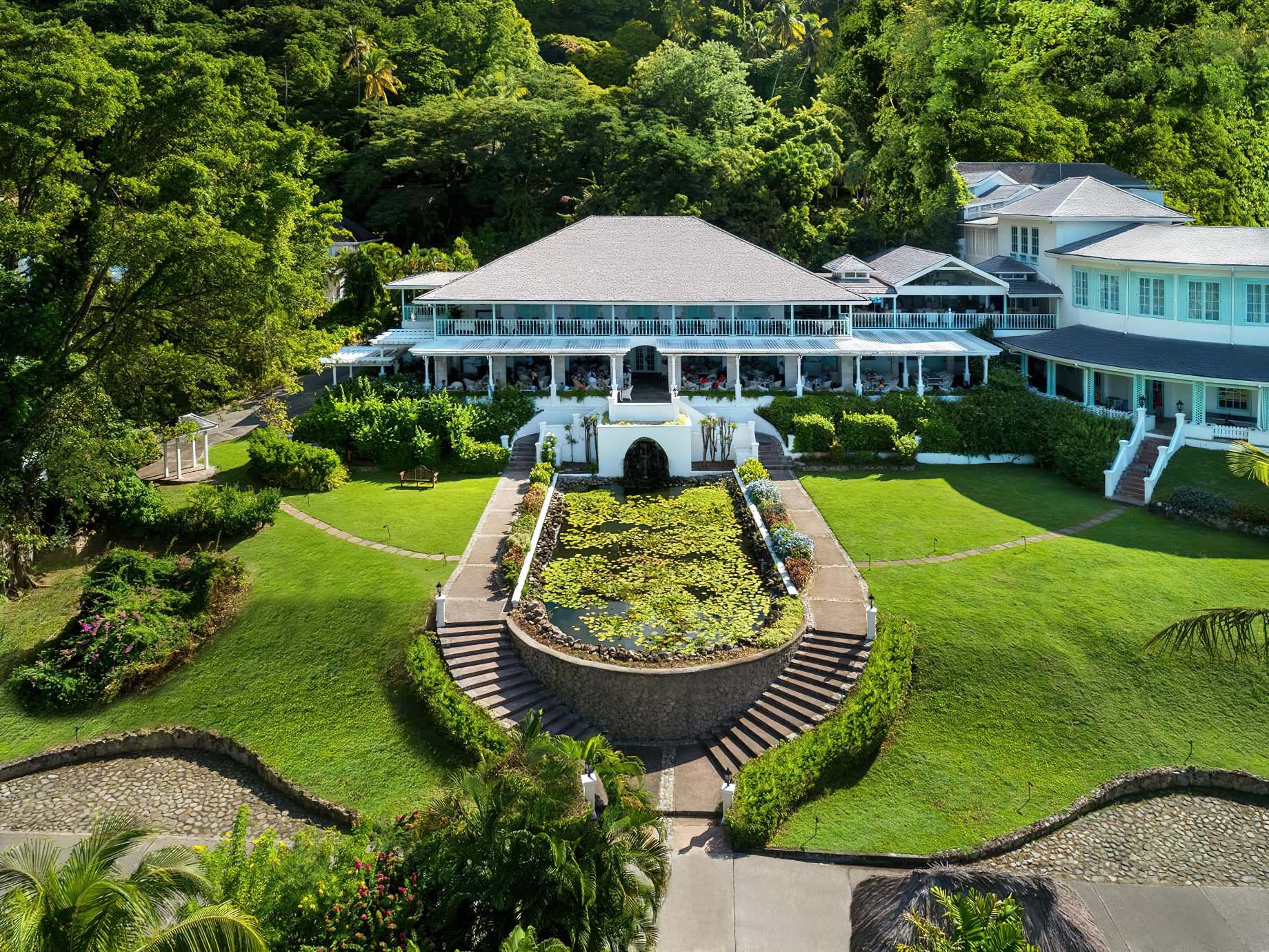 Sugar Beach, A Viceroy Resort - La Baie de Silence, Saint Lucia - Restaurant Aerial View
