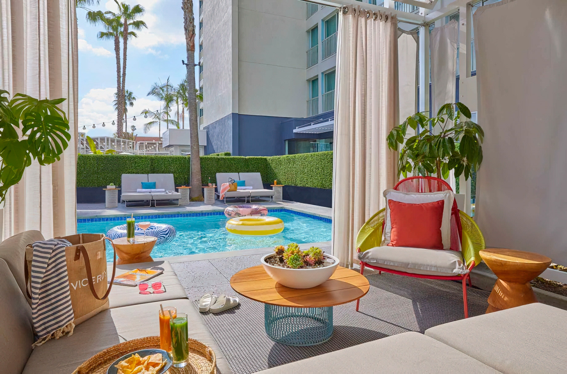 Viceroy Santa Monica Hotel – Santa Monica, CA, USA – Poolside Cabana View