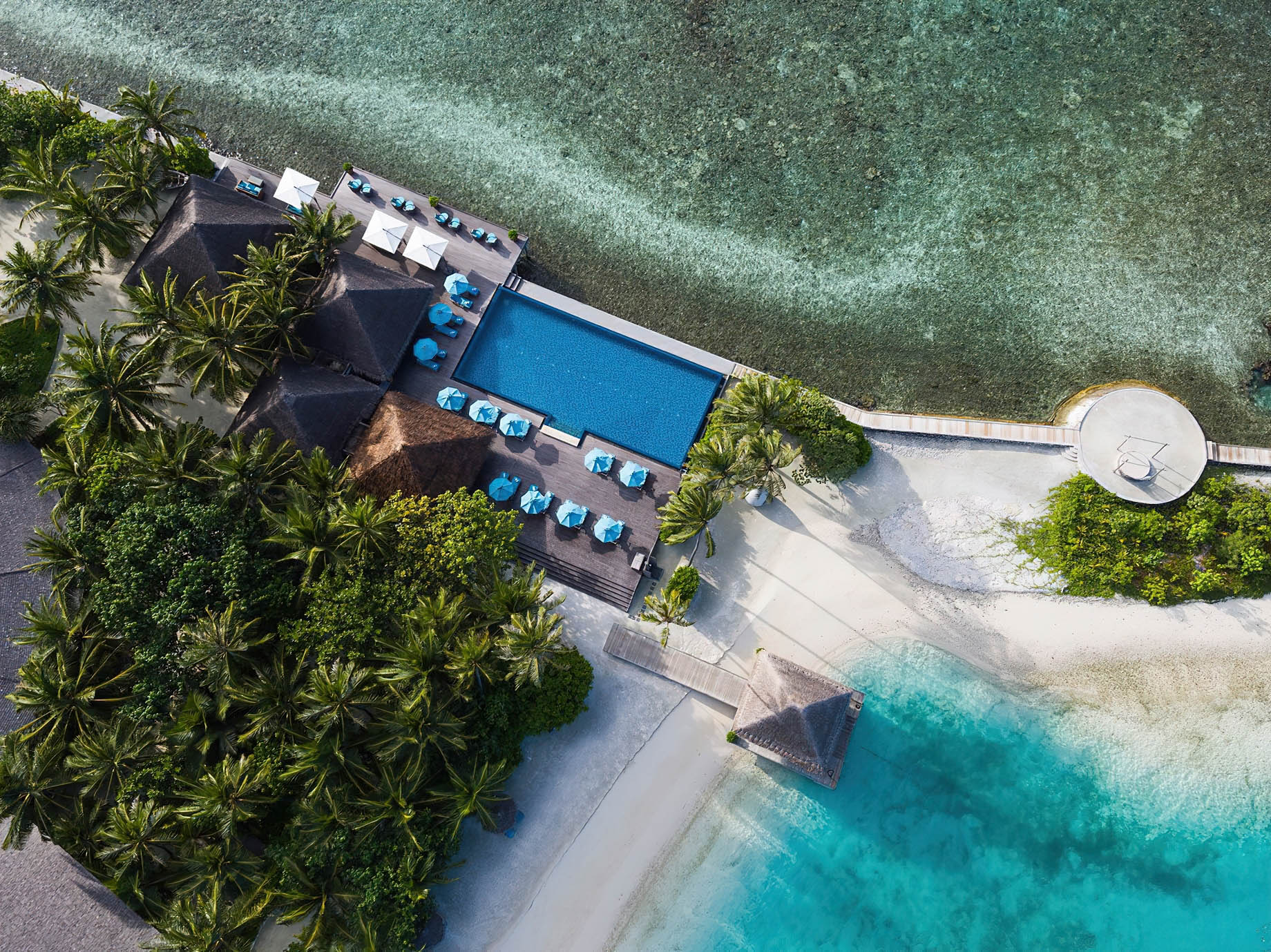 Anantara Veli Maldives Resort – South Male Atoll, Maldives – Resort Pool Aerial View