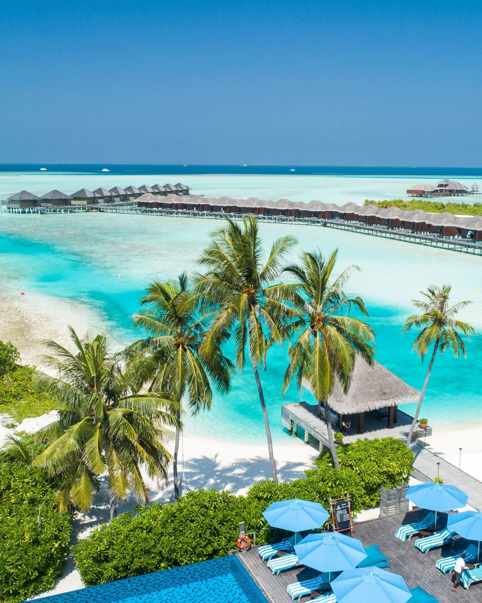 Anantara Veli Maldives Resort – South Male Atoll, Maldives – Resort Pool Aerial View