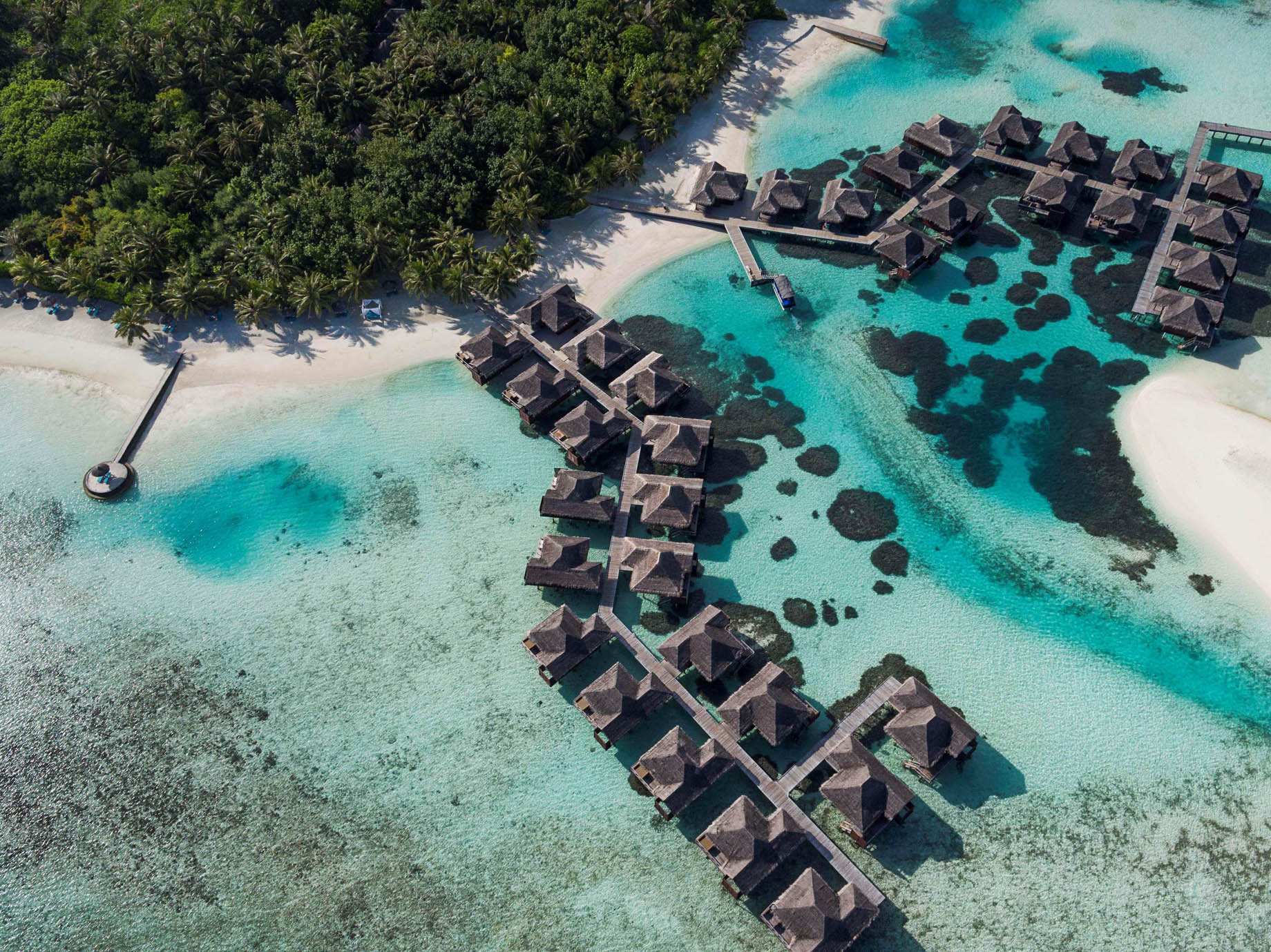 Anantara Veli Maldives Resort – South Male Atoll, Maldives – Arrival Jetty Aerial View