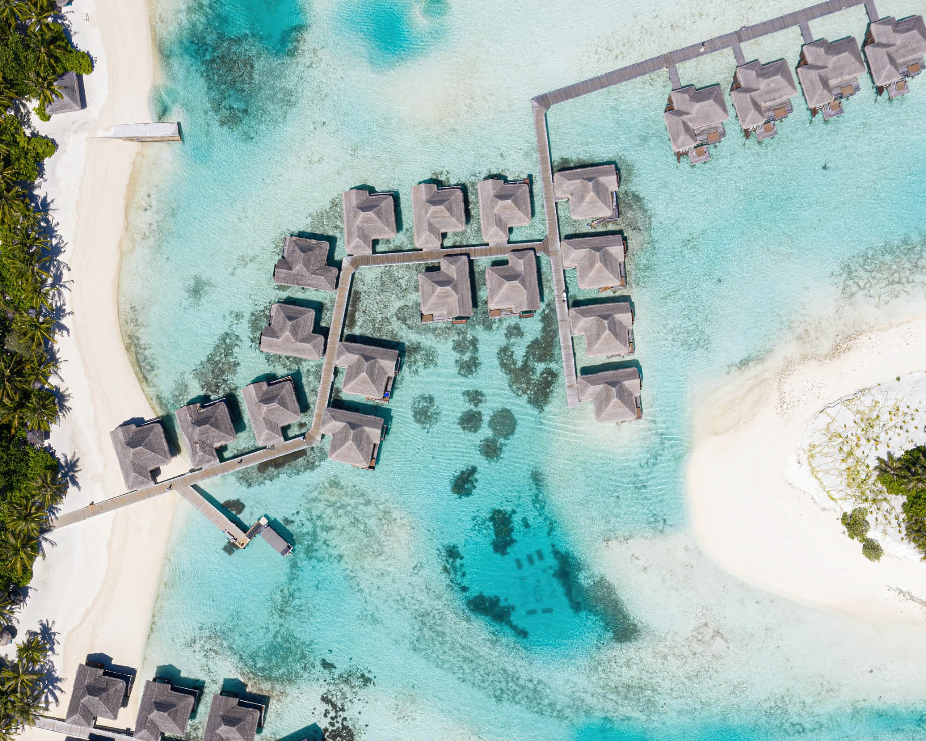 Anantara Veli Maldives Resort – South Male Atoll, Maldives – Arrival Jetty Overhead Aerial