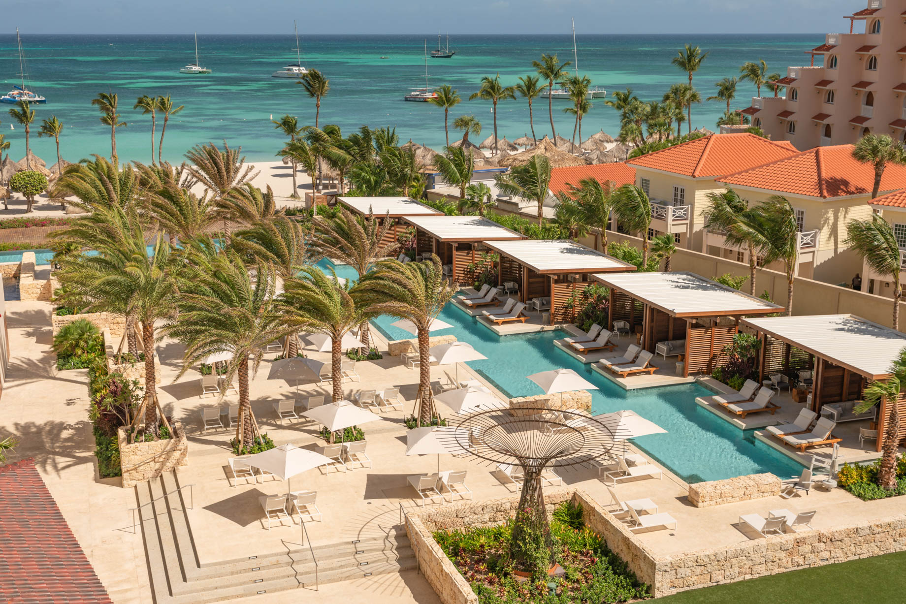 Hyatt Regency Aruba Resort & Casino - Noord, Aruba - Pool Deck Cabanas Aerial View