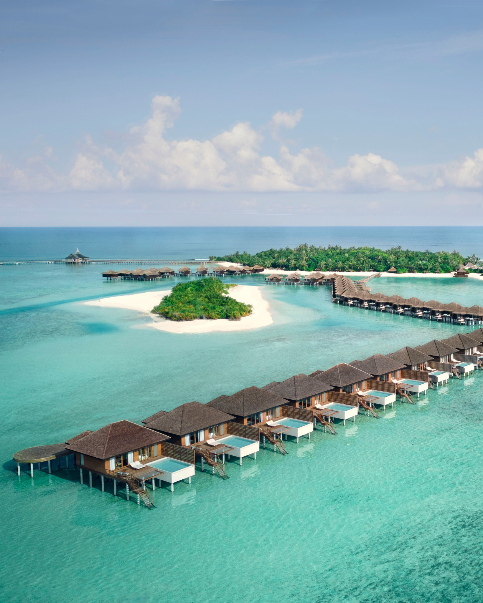 Anantara Veli Maldives Resort – South Male Atoll, Maldives – Overwater Pool Villas Aerial View