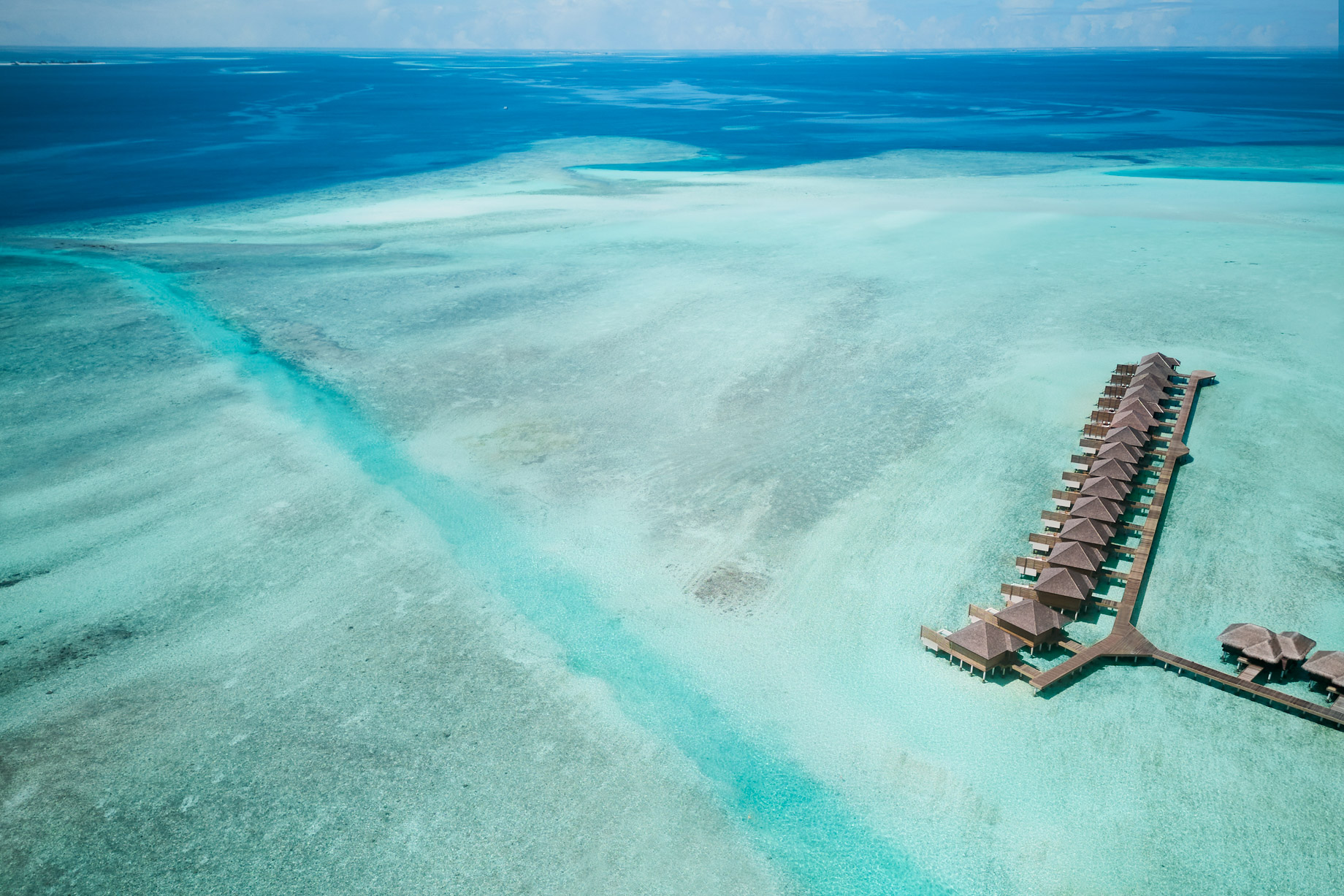 Anantara Veli Maldives Resort – South Male Atoll, Maldives – Overwater Pool Villas Aerial Ocean View