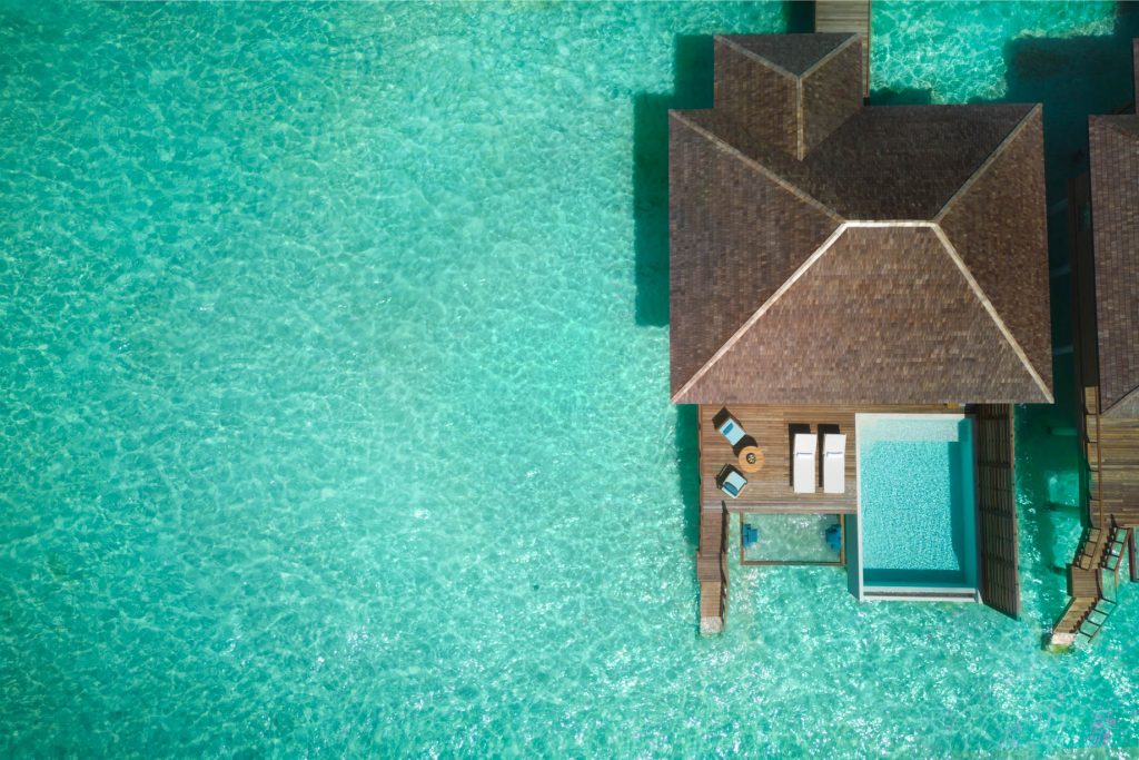 Anantara Veli Maldives Resort - South Male Atoll, Maldives - Deluxe Over Water Pool Villa Overhead Aerial View
