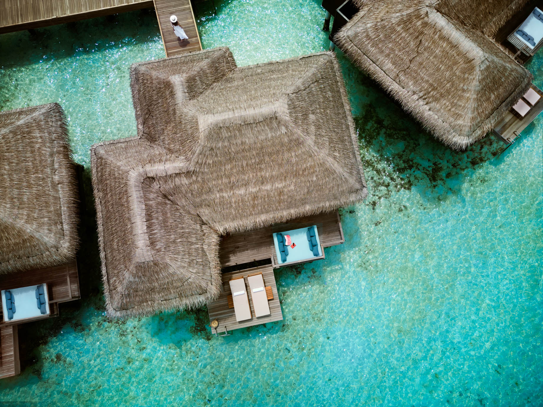 Anantara Veli Maldives Resort – South Male Atoll, Maldives – Deluxe Over Water Villa Overhead Aerial View