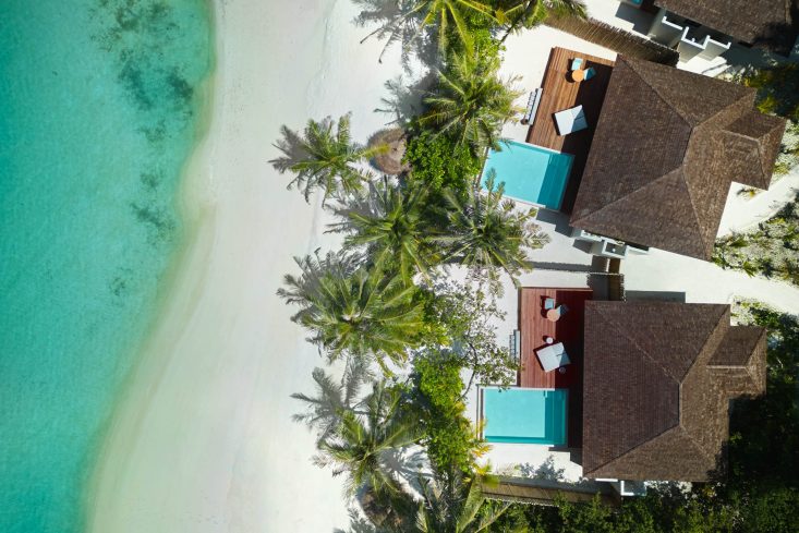 Anantara Veli Maldives Resort - South Male Atoll, Maldives - Beach Pool Villa Overhead Aerial View