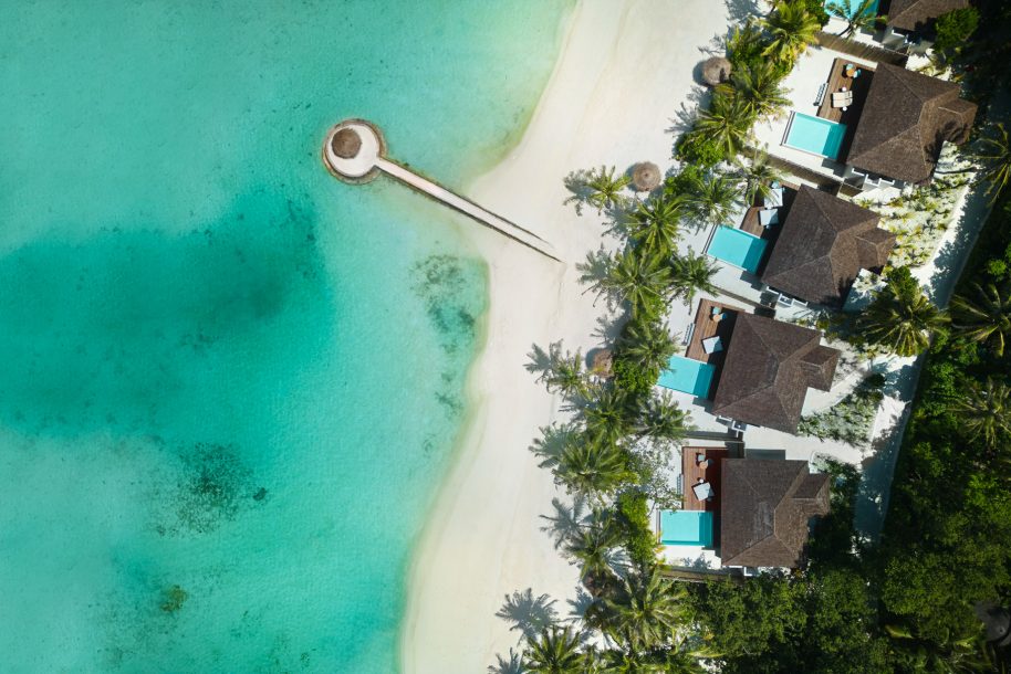 Anantara Veli Maldives Resort - South Male Atoll, Maldives - Beach Pool Villa Overhead Aerial View