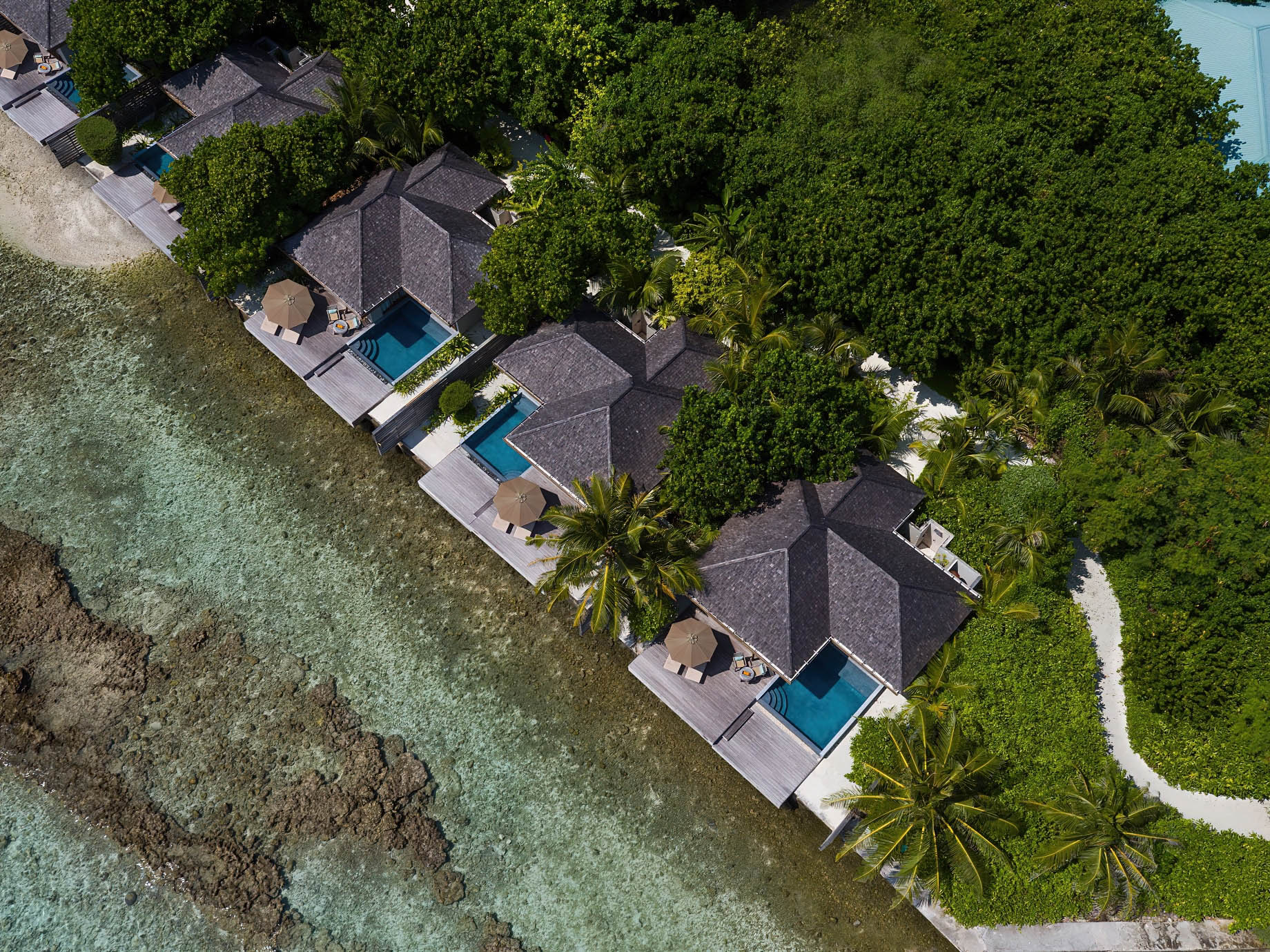 Anantara Veli Maldives Resort – South Male Atoll, Maldives – Ocean Pool Villa Aerial View