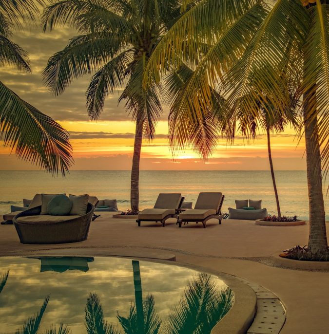 Viceroy Riviera Maya Resort - Playa del Carmen, Mexico - Pool Deck Sunset