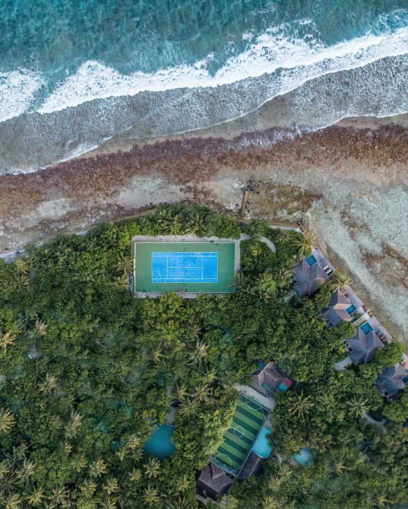 Anantara Veli Maldives Resort - South Male Atoll, Maldives - Sports Courts Overhead Aerial View
