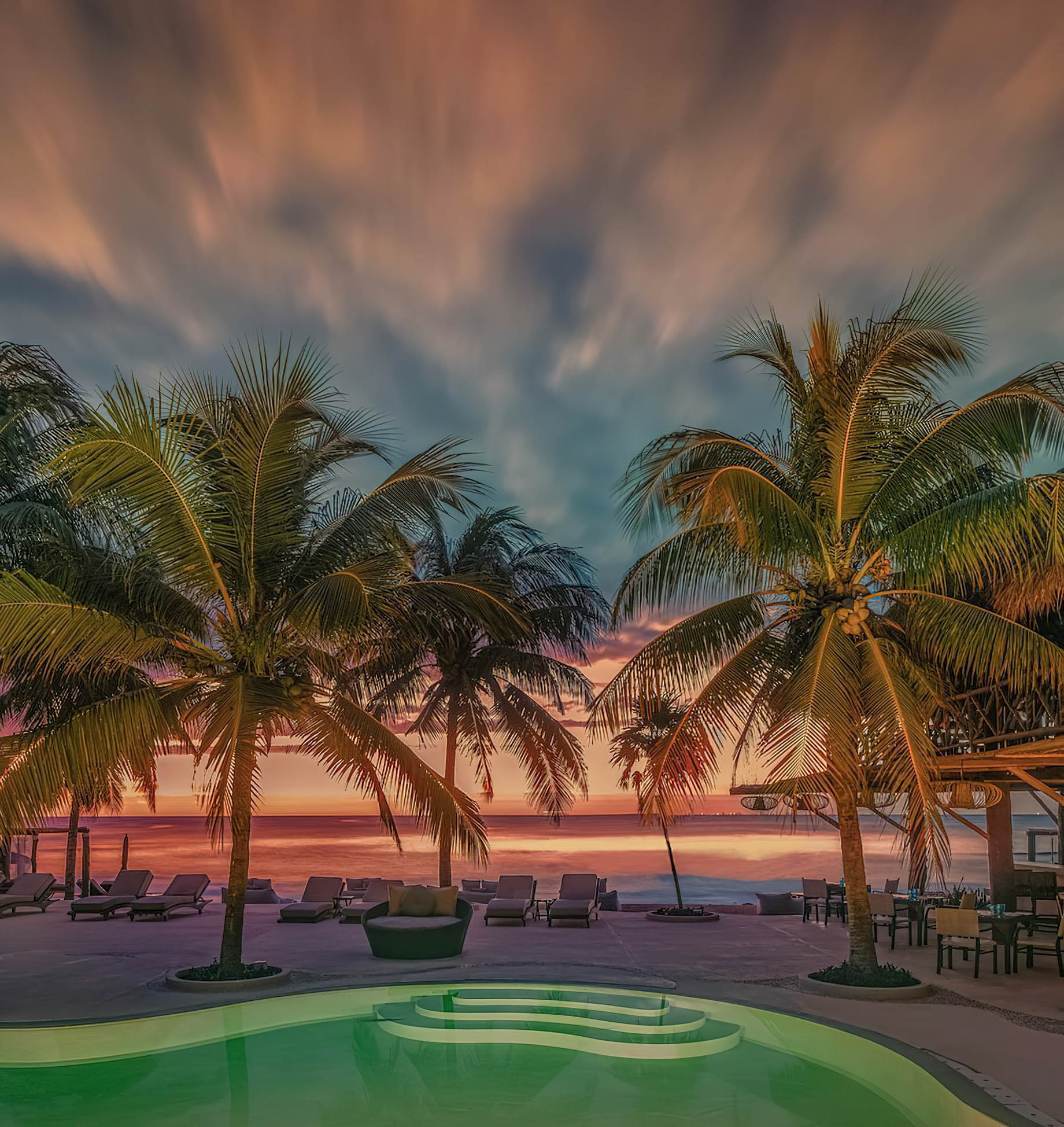 Viceroy Riviera Maya Resort – Playa del Carmen, Mexico – Pool Deck Sunset
