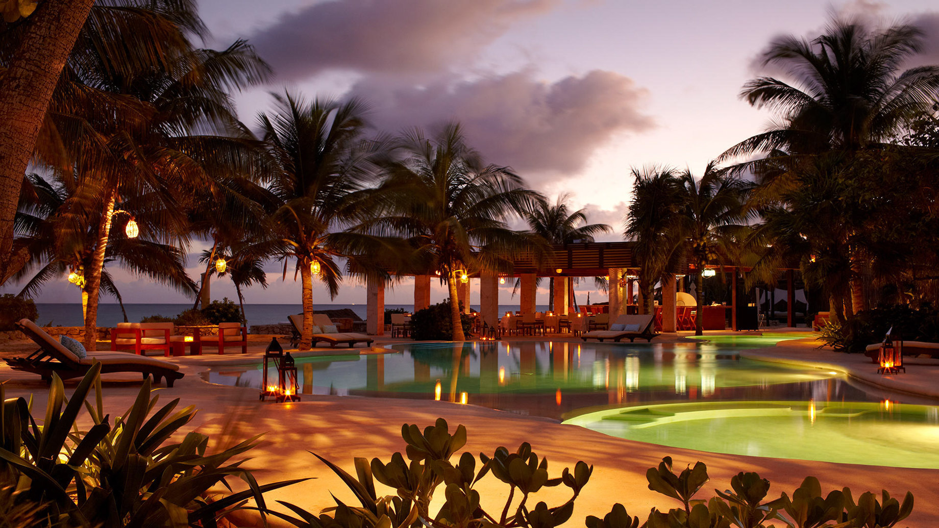 Viceroy Riviera Maya Resort - Playa del Carmen, Mexico - Pool Deck Sunset