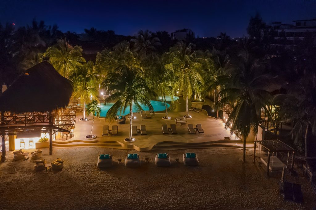 Viceroy Riviera Maya Resort - Playa del Carmen, Mexico - Pool Deck Aerial Night View