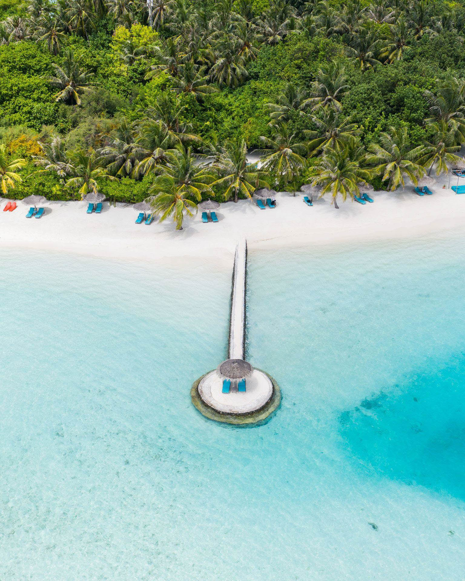 Anantara Veli Maldives Resort – South Male Atoll, Maldives – Private Beach Jetty Aerial View