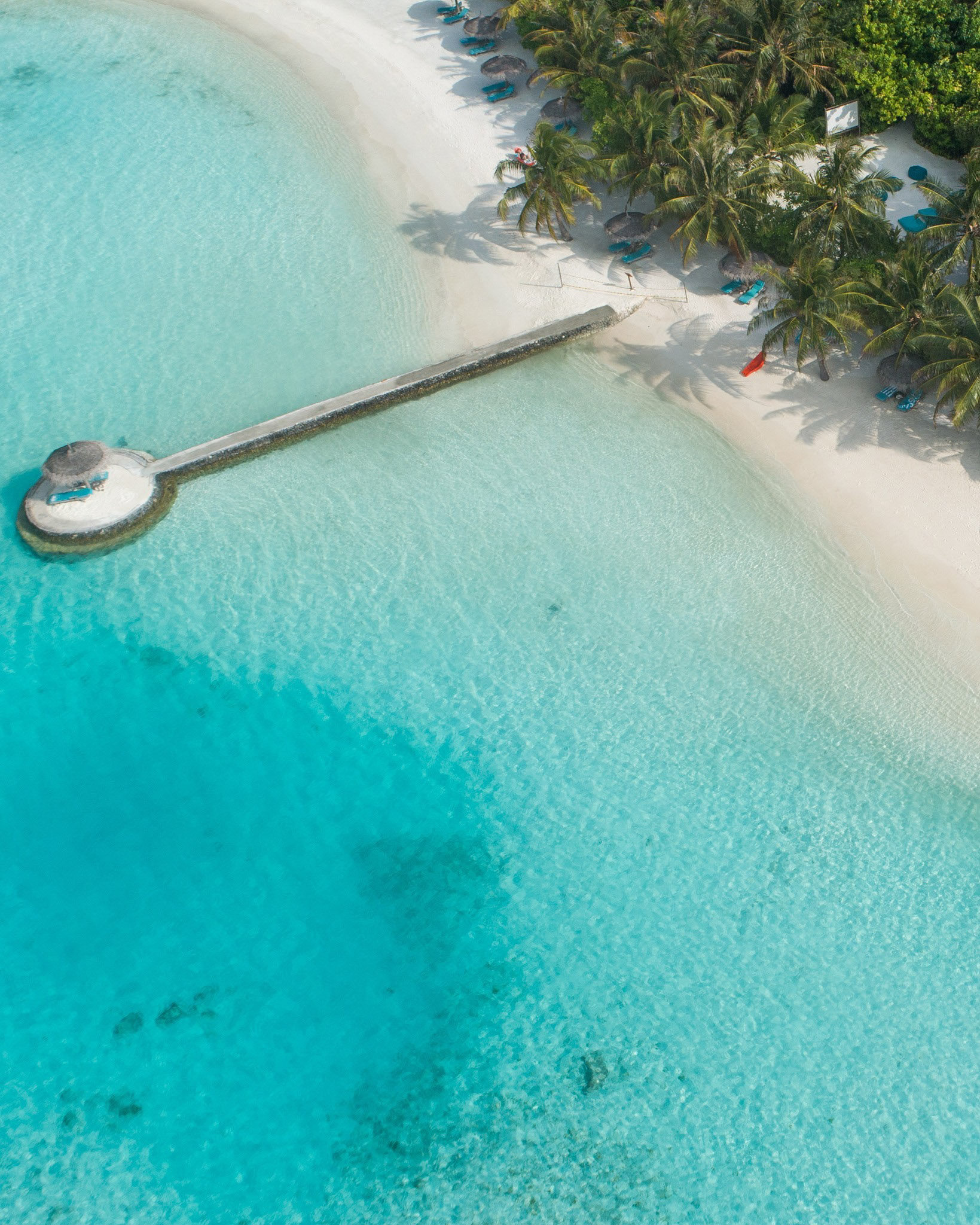 Anantara Veli Maldives Resort – South Male Atoll, Maldives – Private Beach Jetty Aerial View