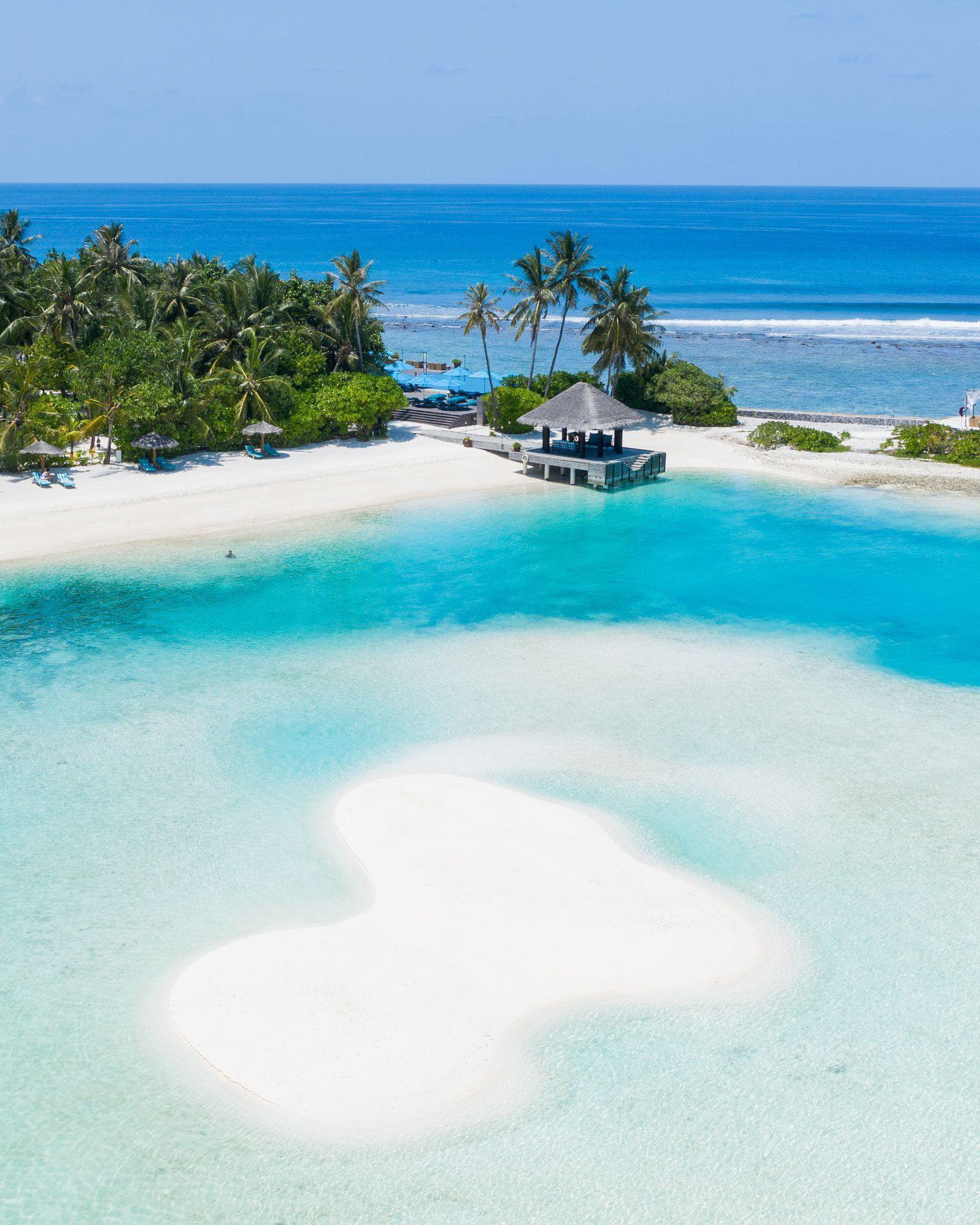 Anantara Veli Maldives Resort – South Male Atoll, Maldives – White Sand Beach Aerial View