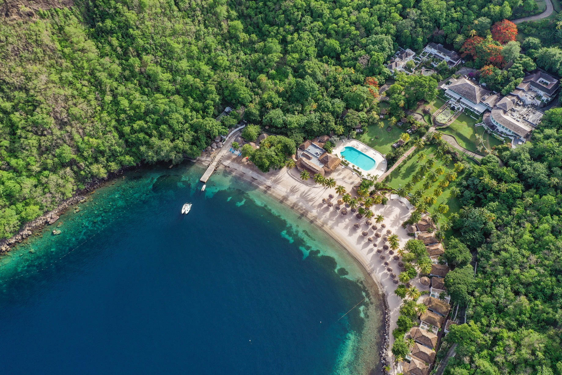 Sugar Beach, A Viceroy Resort – La Baie de Silence, Saint Lucia – Resort Aerial View