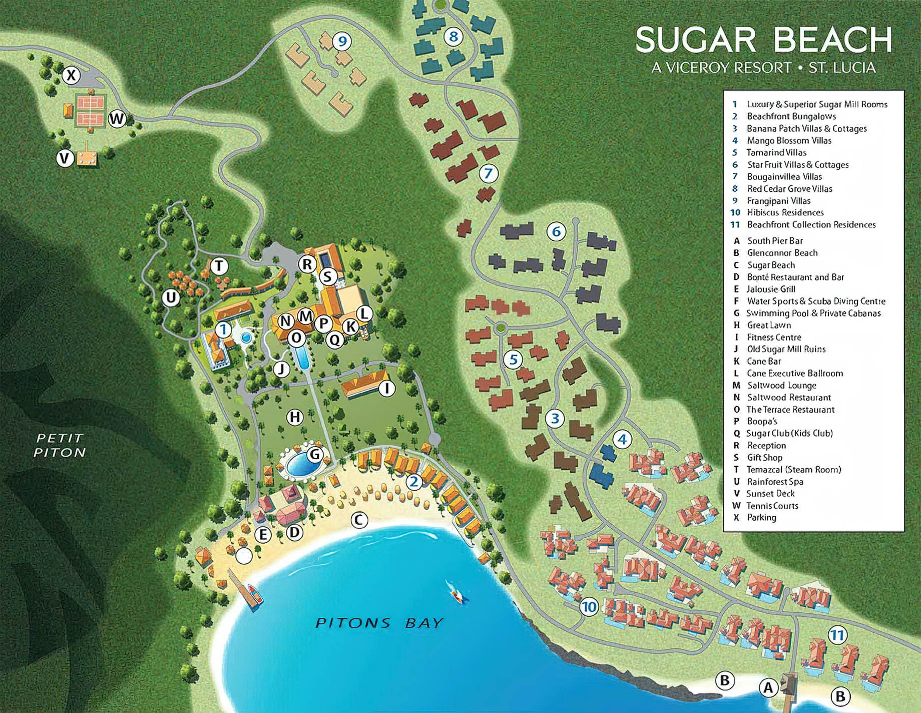 Sugar Beach, A Viceroy Resort – La Baie de Silence, Saint Lucia – Resort Map