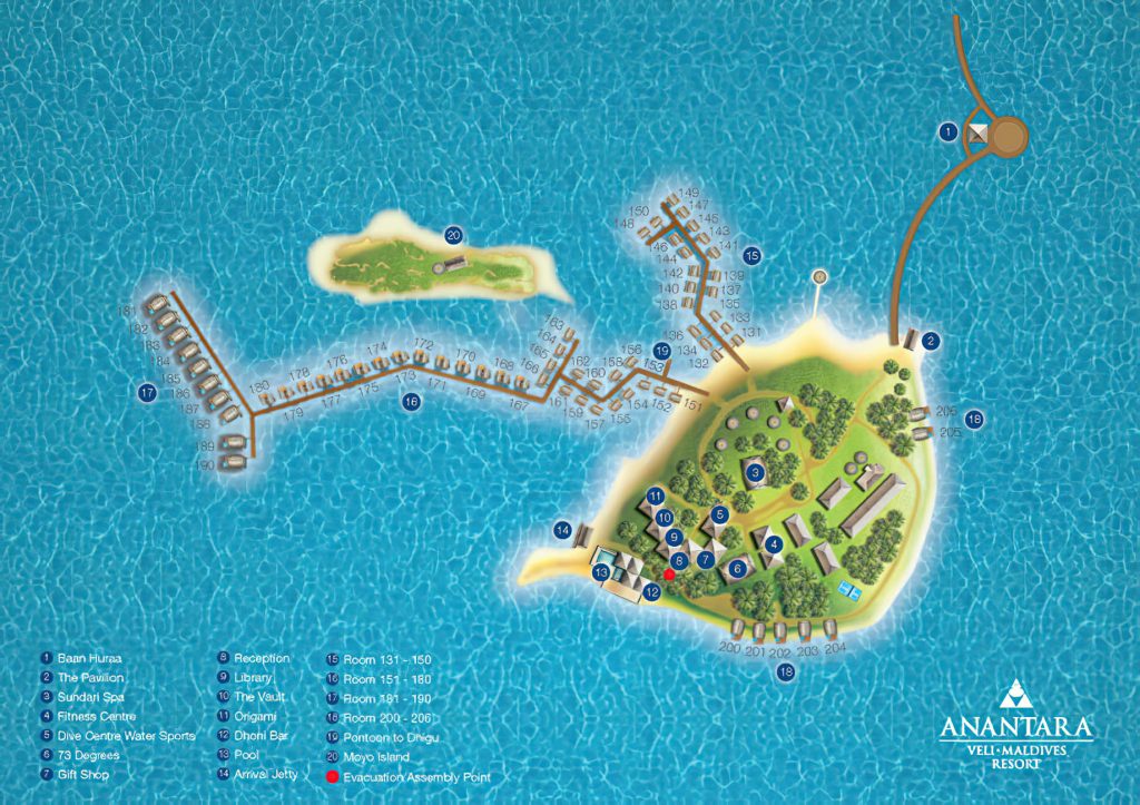 Anantara Veli Maldives Resort - South Male Atoll, Maldives - Resort Map