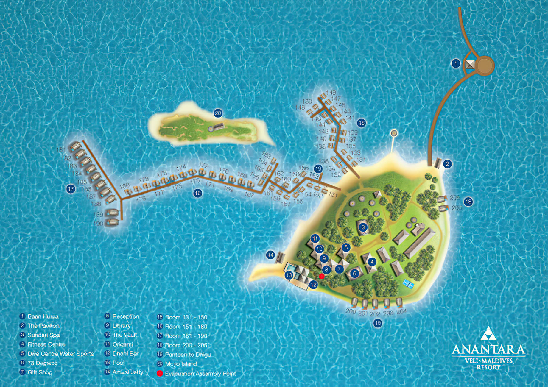Anantara Veli Maldives Resort – South Male Atoll, Maldives – Resort Map