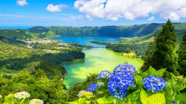 Beautiful View of Seven Cities Lake "Lagoa das Sete Cidades" From Vista do Rei Viewpoint In Sao Miguel Island - Azores - Portugal