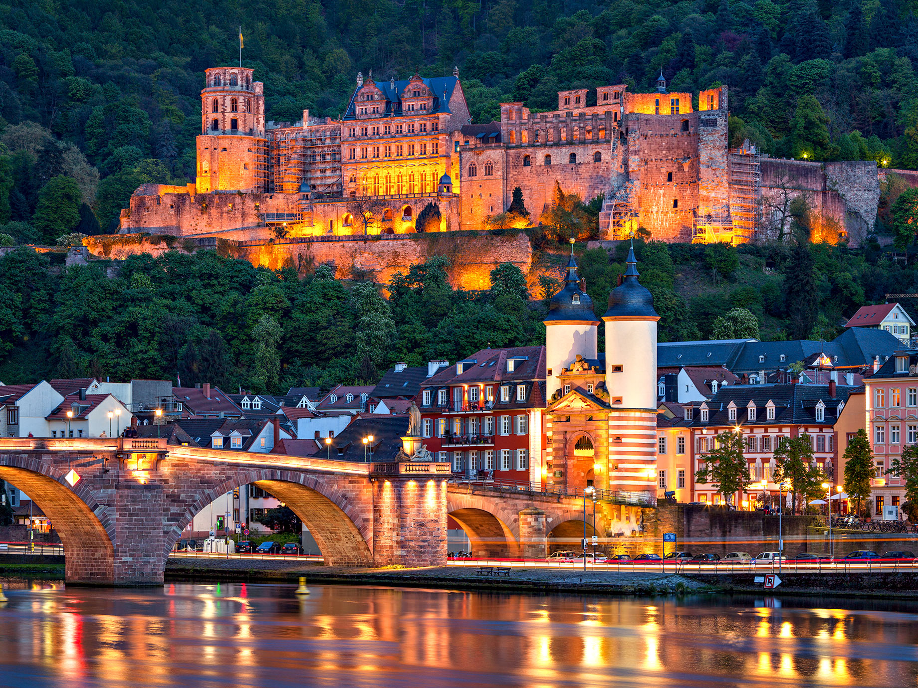 Heidelberg Castle Overlooking the Neckar River – Heidelberg, Baden-Württemberg, Germany