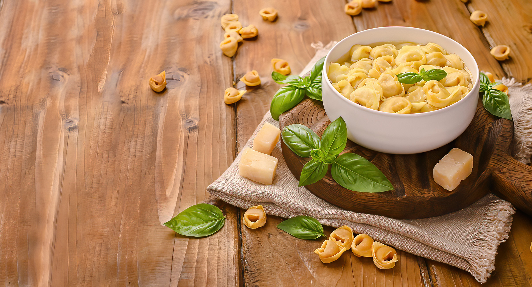 Tortellini Soup, Brodo With Basil and Parmesan - Bologna and Emilia Romagna Cuisine