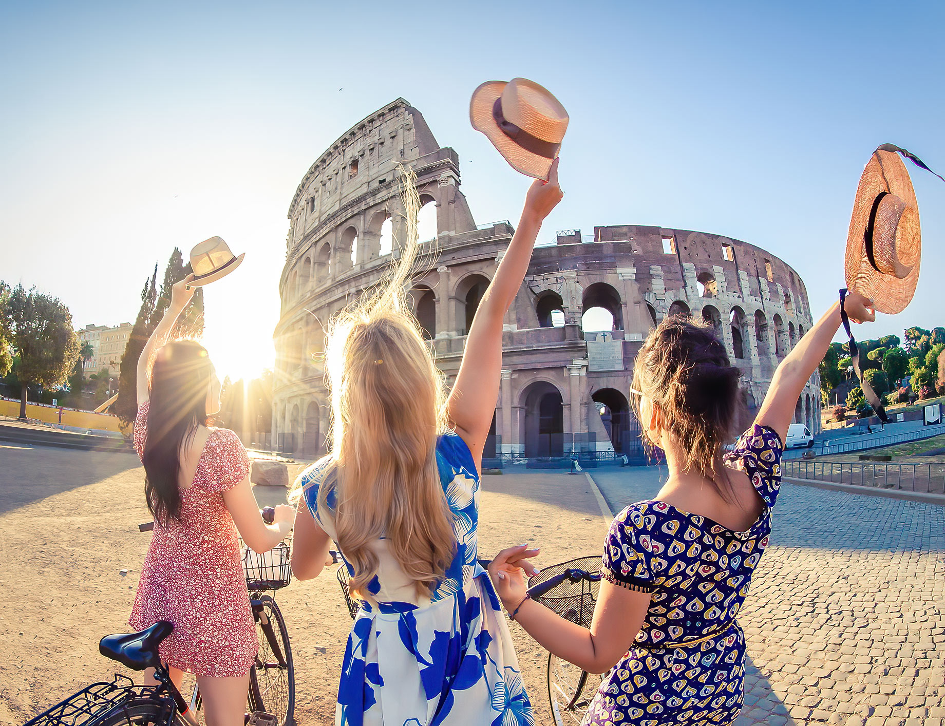 Travellers At The Colosseum, Rome, Italy