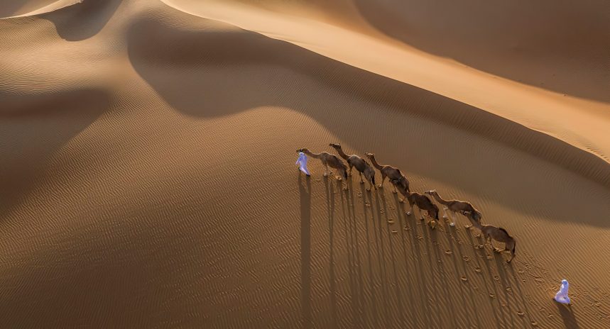 Qasr Al Sarab Desert Resort by Anantara - Abu Dhabi - United Arab Emirates - Camel Riding Aerial View