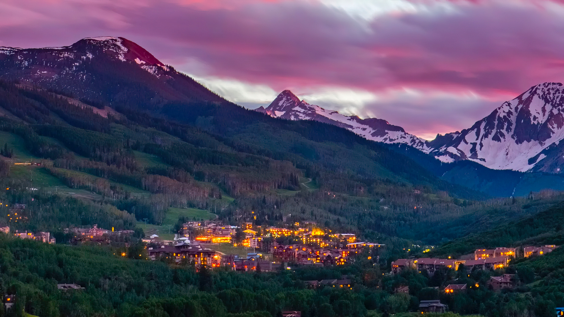 Viceroy Snowmass Luxury Resort – Aspen Snowmass Village, CO, USA – Mountain Evening View