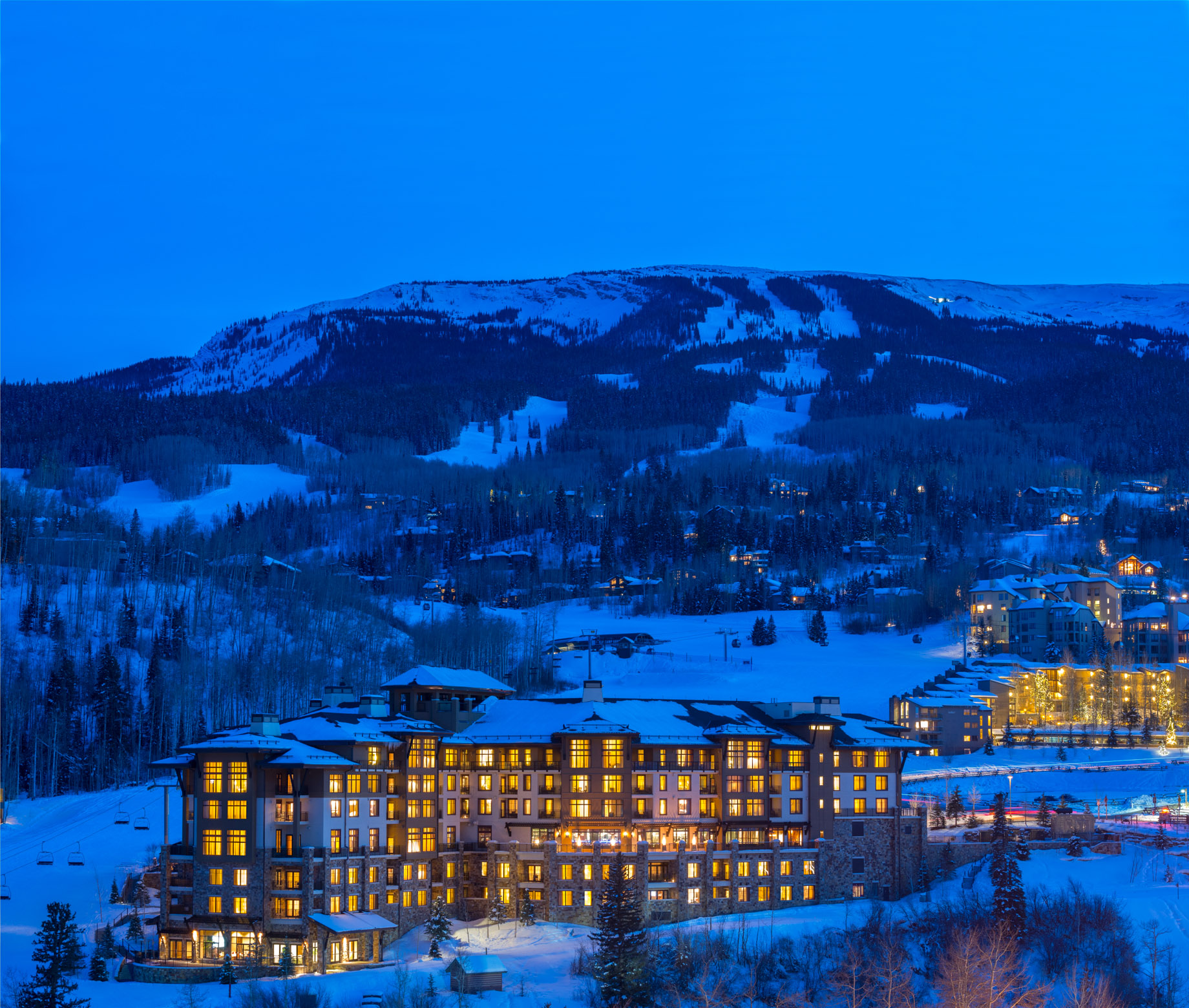 Viceroy Snowmass Luxury Resort - Aspen Snowmass Village, CO, USA - Hotel Winter Night View