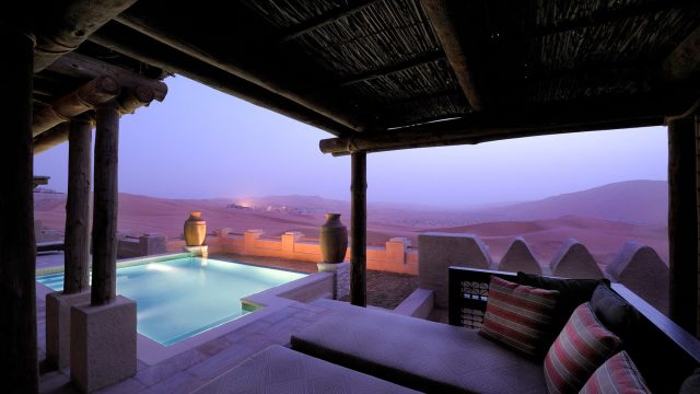 Qasr Al Sarab Desert Resort by Anantara - Abu Dhabi - United Arab Emirates - Evening Villa Pool Deck