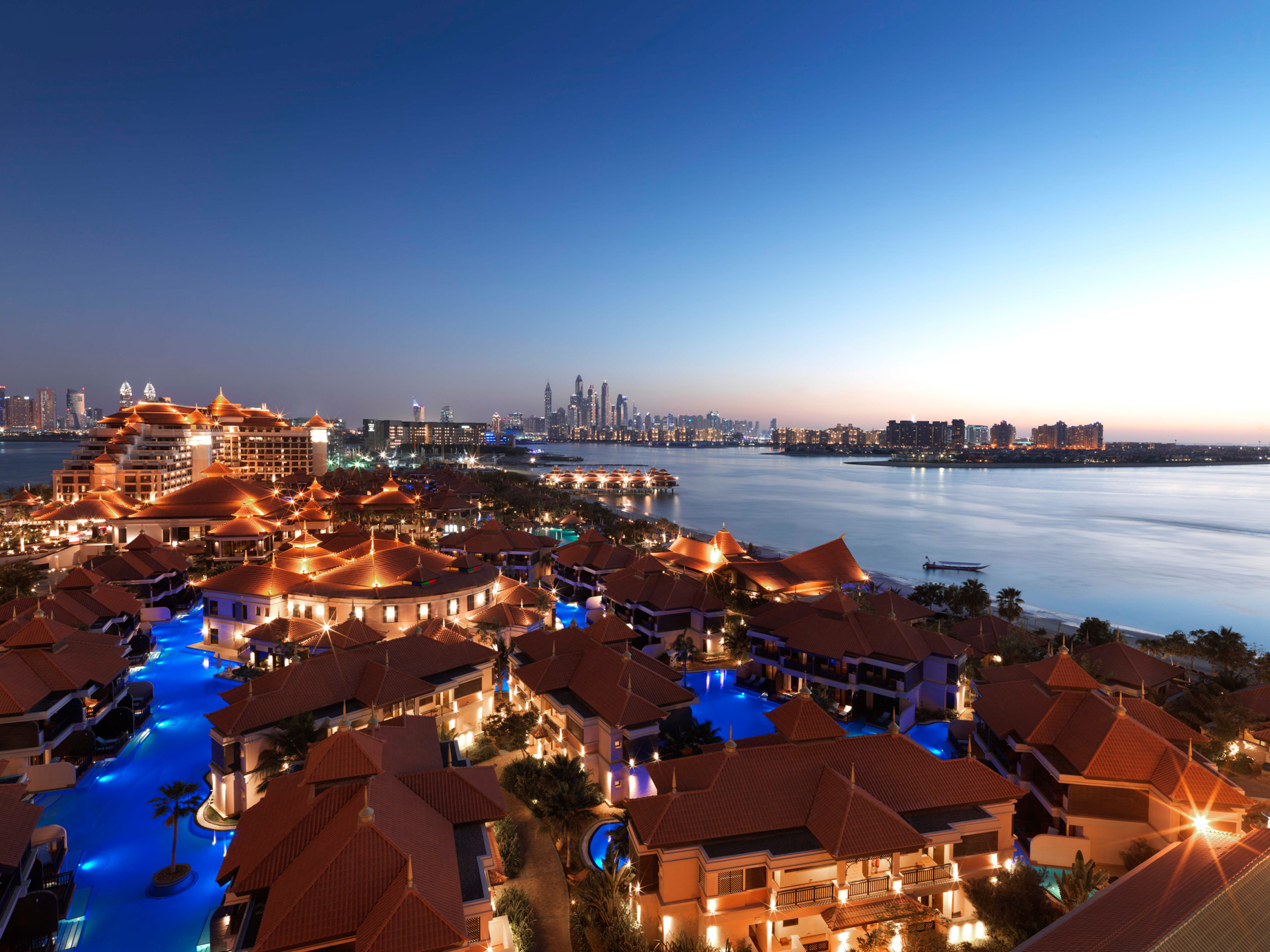 Anantara The Palm Dubai Resort – Dubai, UAE – Aerial Night View