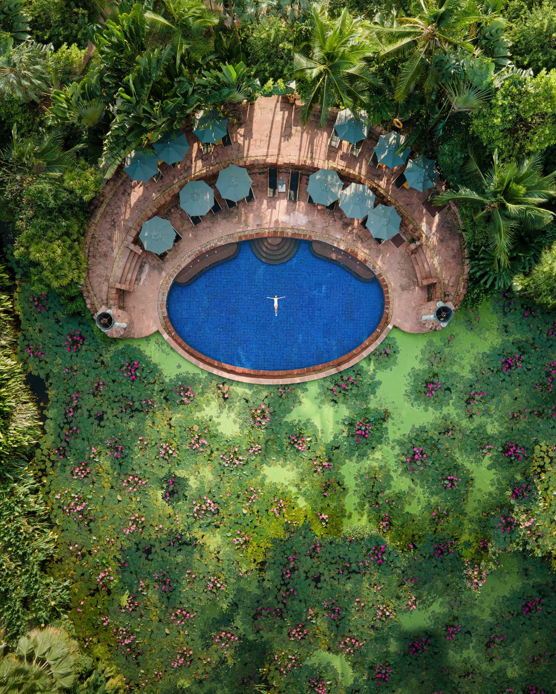 Anantara Hua Hin Resort – Prachuap Khiri Khan, Thailand – Lagoon Pool Overhead Aerial View