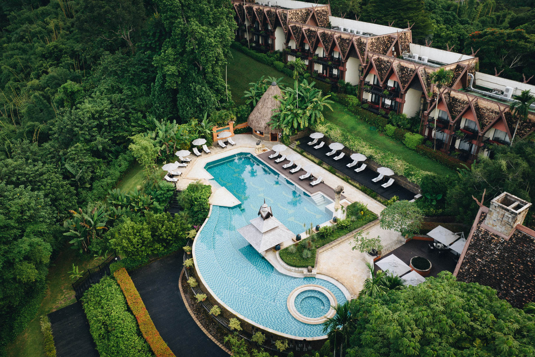 Anantara Golden Triangle Elephant Camp & Resort – Chiang Rai, Thailand – Pool Aerial View