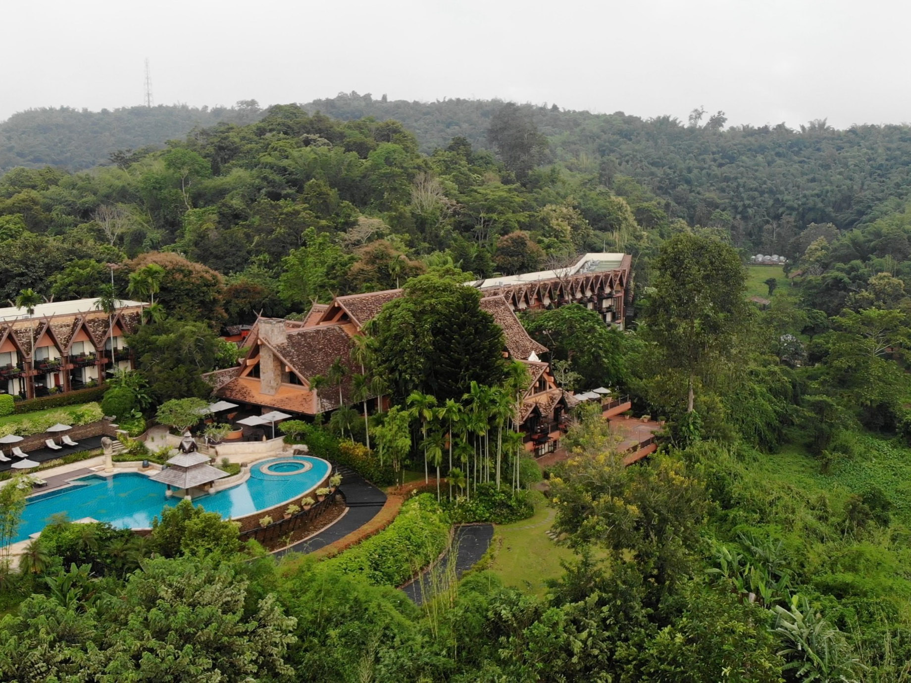 Anantara Golden Triangle Elephant Camp & Resort – Chiang Rai, Thailand – Pool Aerial View