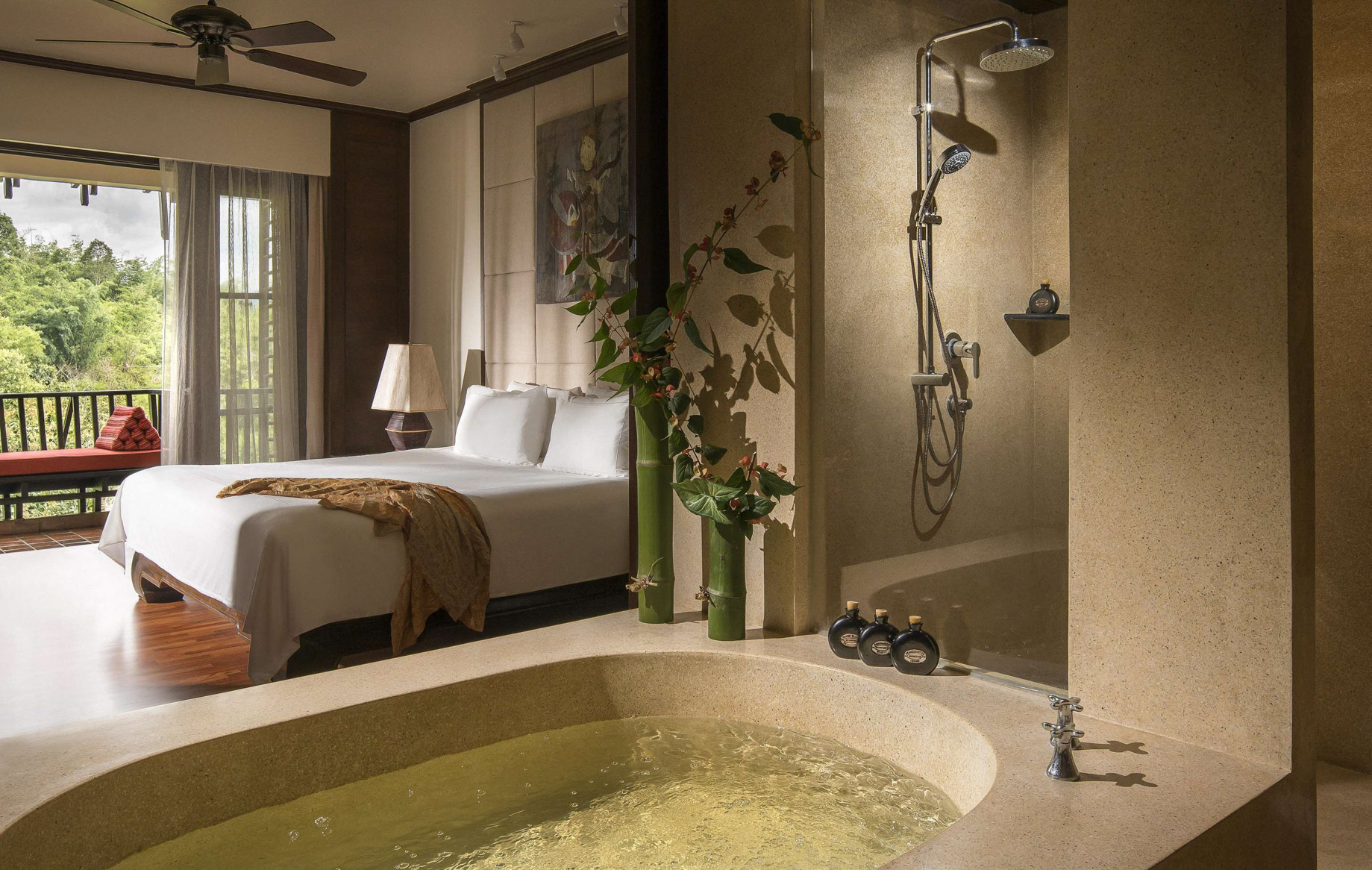 Anantara Golden Triangle Elephant Camp & Resort – Chiang Rai, Thailand – Three Country View Suite Bathroom
