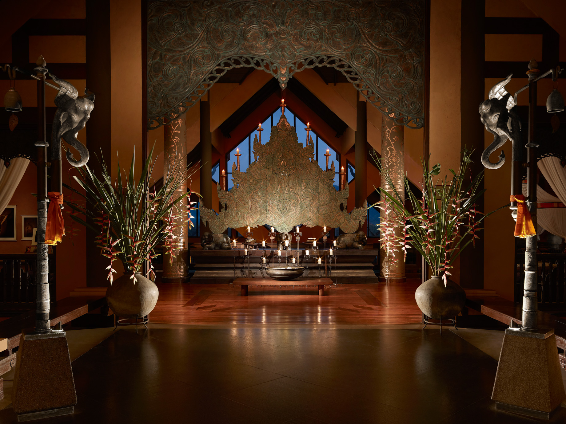Anantara Golden Triangle Elephant Camp & Resort - Chiang Rai, Thailand - Lobby at Night
