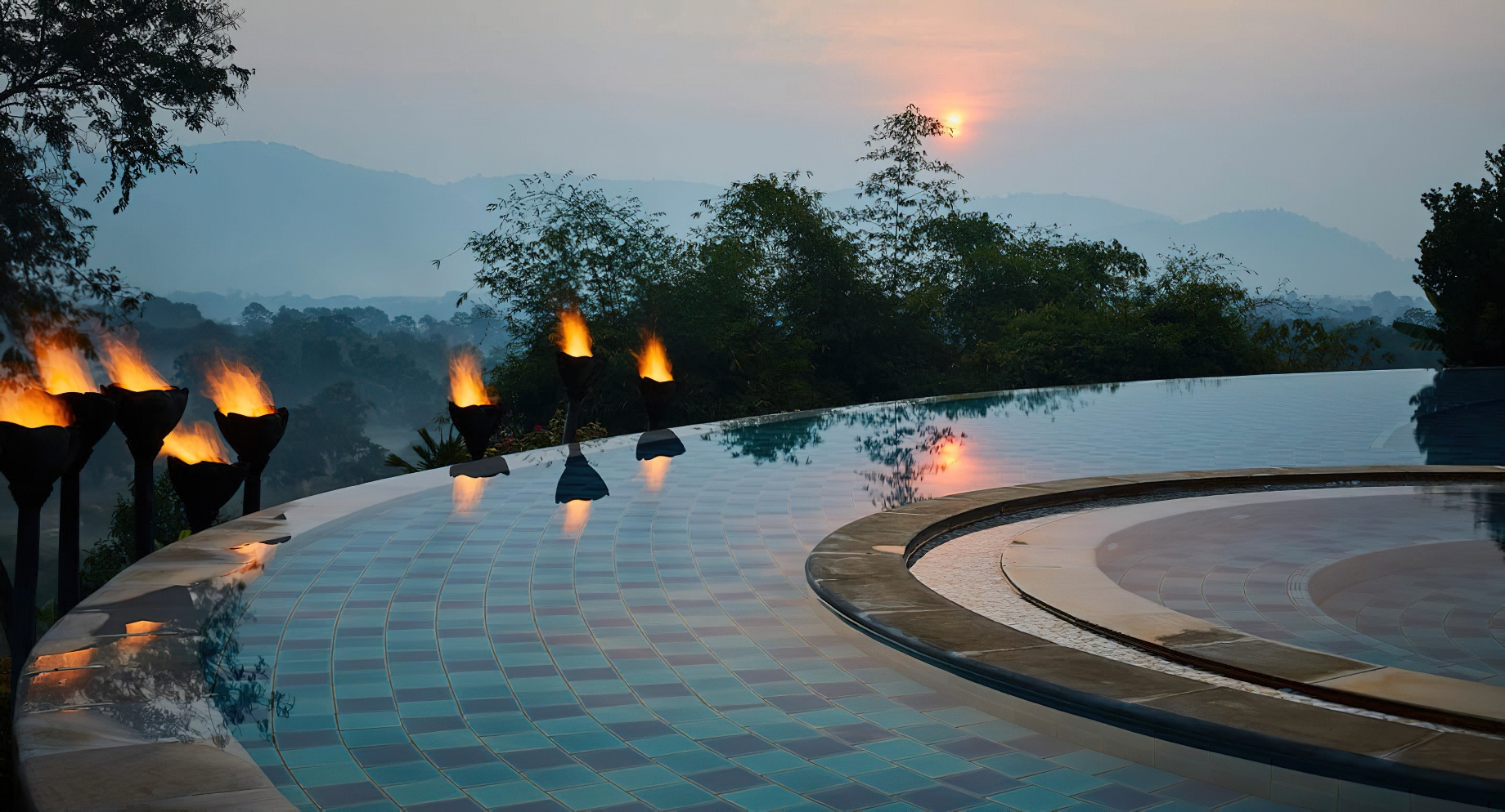 Anantara Golden Triangle Elephant Camp & Resort – Chiang Rai, Thailand – Pool Sunset View