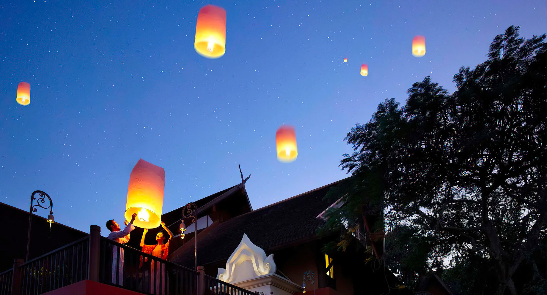 Anantara Golden Triangle Elephant Camp & Resort – Chiang Rai, Thailand – Releasing Flame Lit Thai Lanterns