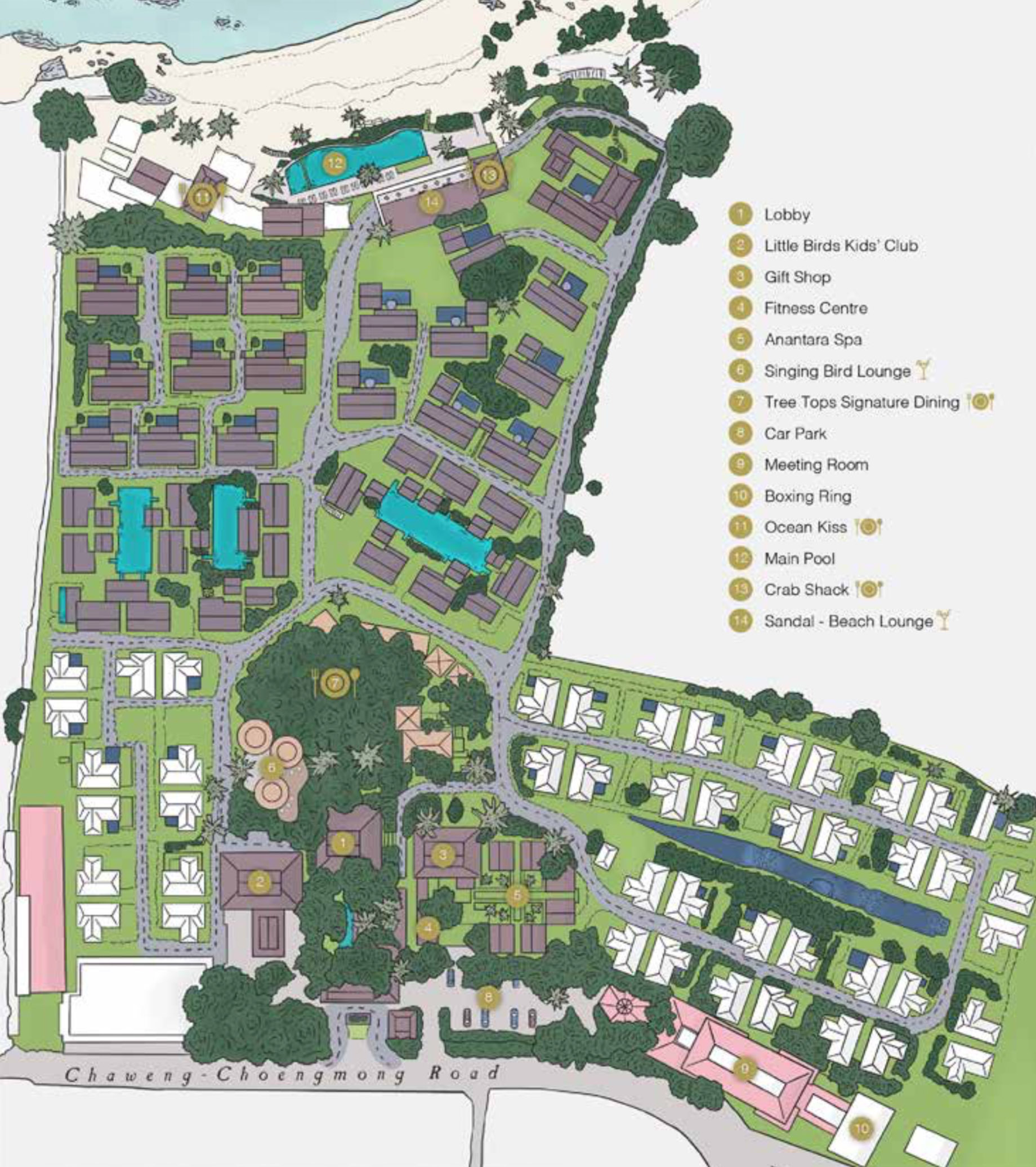 Anantara Lawana Koh Samui Resort - Thailand - Resort Map