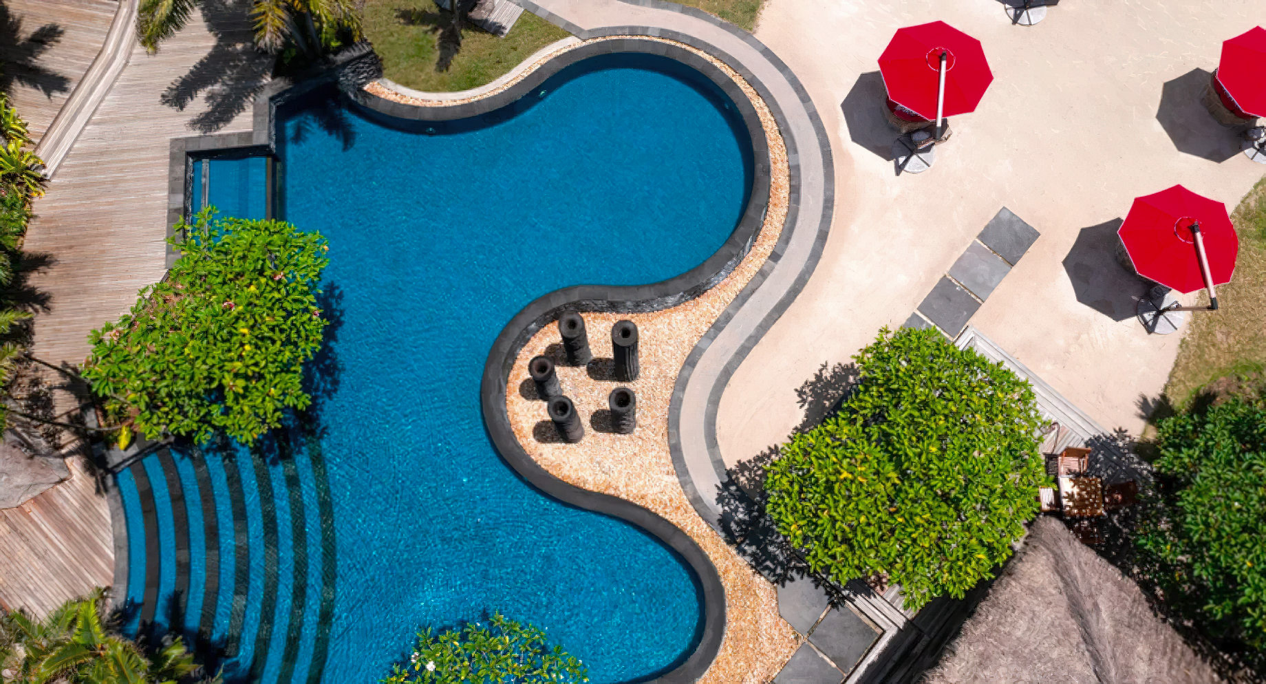 Anantara Maia Seychelles Villas – Anse Louis, Seychelles – Pool Aerial View